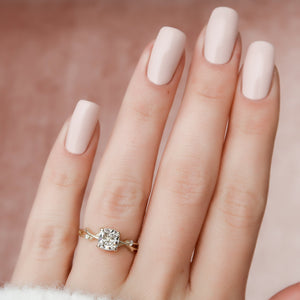 The Twig Set  With A 2.5 Carat Cushion 18K Yellow Gold Moissanite