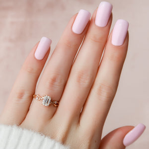 The Twig Set  With A 2.5 Carat Emerald 14K Rose Gold Moissanite