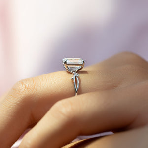 The Twig Set  With A 3.5 Carat Emerald 14K White Gold Moissanite