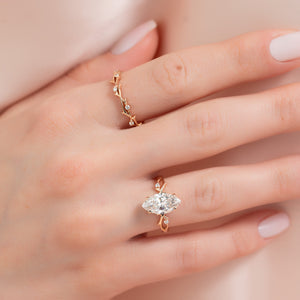 The Twig Set  With A 2.5 Carat Marquise 14K Rose Gold Moissanite