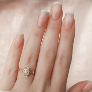 The Twig Set  With A 2.5 Carat Marquise 14K Rose Gold Moissanite
