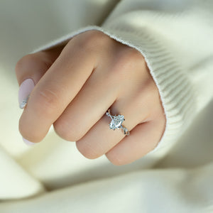 The Twig Set  With A 3.5 Carat Marquise 14K White Gold Moissanite