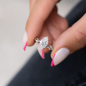 The Twig Set  With A 3.5 Carat Marquise 14K White Gold Moissanite