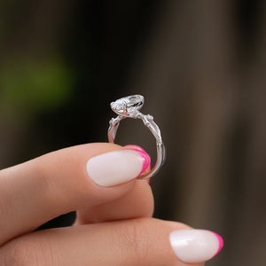 The Twig Set  With A 3.5 Carat Marquise 14K White Gold Moissanite