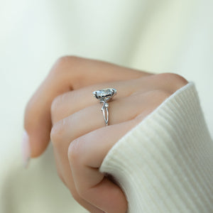 The Twig Set  With A 3.5 Carat Marquise 14K White Gold Moissanite