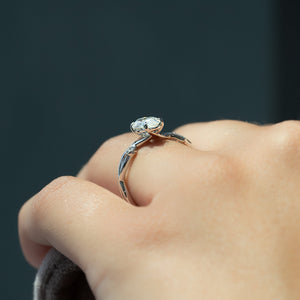 The Twig Set  With A 3.5 Carat Marquise 14K White Gold Moissanite