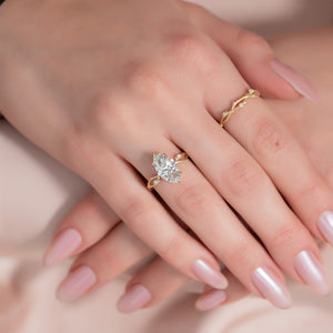 The Twig Set  With A 2.5 Carat Marquise 14K Yellow Gold Moissanite