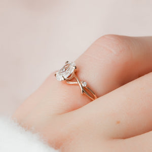 The Twig Set  With A 2.5 Carat Oval 14K Rose Gold Moissanite