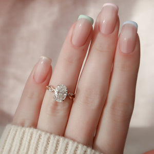 The Twig Set  With A 2.5 Carat Oval 14K Rose Gold Moissanite