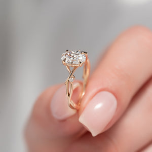 The Twig Set  With A 2.5 Carat Oval 14K Rose Gold Moissanite
