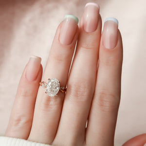 The Twig Set  With A 2.5 Carat Oval 14K Rose Gold Moissanite