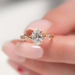 The Twig Set  With A 2.5 Carat Oval 14K Rose Gold Moissanite