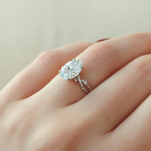 The Twig Set  With A 2.5 Carat Oval 14K White Gold Moissanite