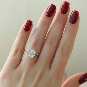 The Twig Set  With A 2.5 Carat Oval 14K White Gold Moissanite