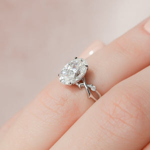 The Twig Set  With A 2.5 Carat Oval 14K White Gold Moissanite