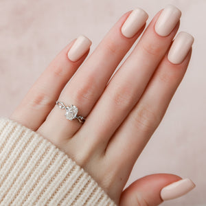 The Twig Set  With A 2.5 Carat Oval 14K White Gold Moissanite