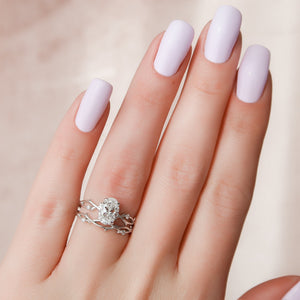 The Twig Set  With A 2.5 Carat Oval 14K White Gold Moissanite