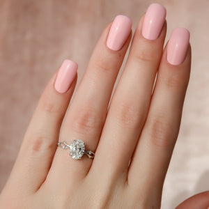 The Twig Set  With A 2.5 Carat Oval 14K White Gold Moissanite