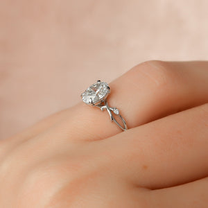 The Twig Set  With A 2.5 Carat Oval 14K White Gold Moissanite