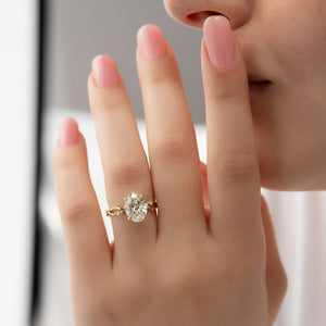 The Twig Set  With A 2.5 Carat Oval 18K Yellow Gold Moissanite