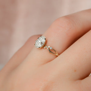 The Twig Set  With A 2.5 Carat Oval 18K Yellow Gold Moissanite