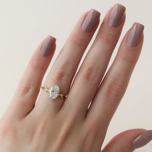 The Twig Set  With A 2.5 Carat Oval 18K Yellow Gold Moissanite