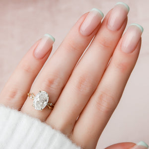 The Twig Set  With A 2.5 Carat Oval 18K Yellow Gold Moissanite