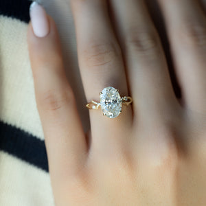 The Twig Set  With A 2.5 Carat Oval 18K Yellow Gold Moissanite