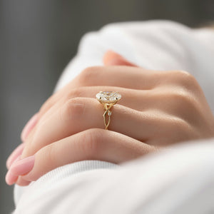 The Twig Set  With A 2.5 Carat Oval 18K Yellow Gold Moissanite