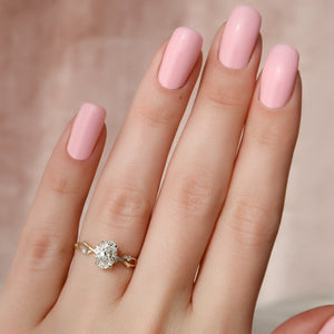 The Twig Set  With A 2.5 Carat Oval 18K Yellow Gold Moissanite