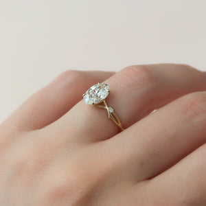 The Twig Set  With A 2.5 Carat Oval 18K Yellow Gold Moissanite