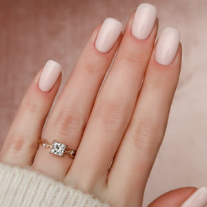 The Twig Set  With A 2.5 Carat Princess 14K Rose Gold Moissanite