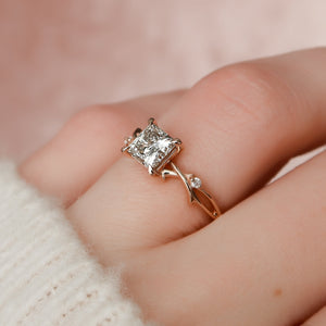 The Twig Set  With A 2.5 Carat Princess 14K Rose Gold Moissanite