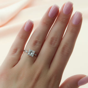 The Twig Set  With A 2.5 Carat Princess 14K White Gold Moissanite