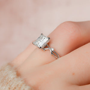 The Twig Set  With A 2.5 Carat Princess 14K White Gold Moissanite