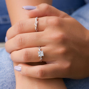 The Twig Set  With A 2.5 Carat Princess 14K White Gold Moissanite