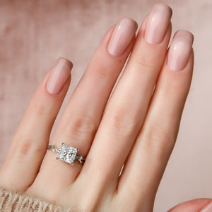 The Twig Set  With A 2.5 Carat Princess 14K White Gold Moissanite
