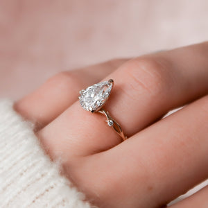 The Twig Set  With A 2.5 Carat Pear 14K Rose Gold Moissanite