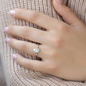 The Twig Set  With A 2.5 Carat Pear 14K Rose Gold Moissanite