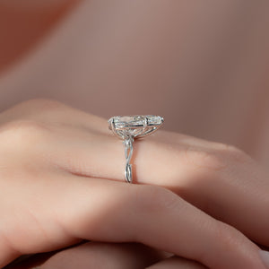 The Twig Set  With A 2.5 Carat Pear 18K White Gold Moissanite