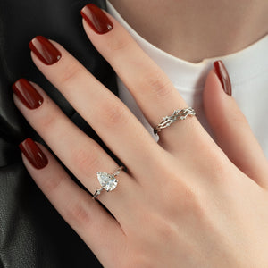 The Twig Set  With A 2.5 Carat Pear 18K White Gold Moissanite