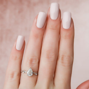 The Twig Set  With A 2.5 Carat Pear 18K White Gold Moissanite