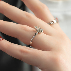 The Twig Set  With A 2.5 Carat Pear 18K White Gold Moissanite