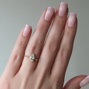The Twig Set  With A 2.5 Carat Pear 14K Yellow Gold Moissanite