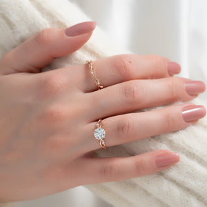 The Twig Set  With A 1.5 Carat Round 14K Rose Gold Moissanite