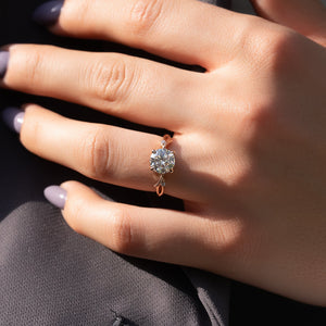 The Twig Set  With A 1.5 Carat Round 14K Rose Gold Moissanite