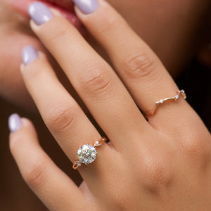 The Twig Set  With A 1.5 Carat Round 14K Rose Gold Moissanite