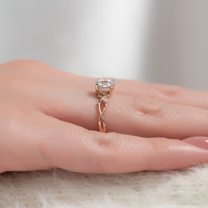 The Twig Set  With A 1.5 Carat Round 14K Rose Gold Moissanite
