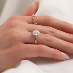 The Twig Set  With A 1.5 Carat Round 14K Rose Gold Moissanite