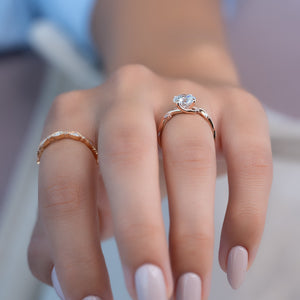 The Twig Set  With A 1.5 Carat Round 14K Rose Gold Moissanite